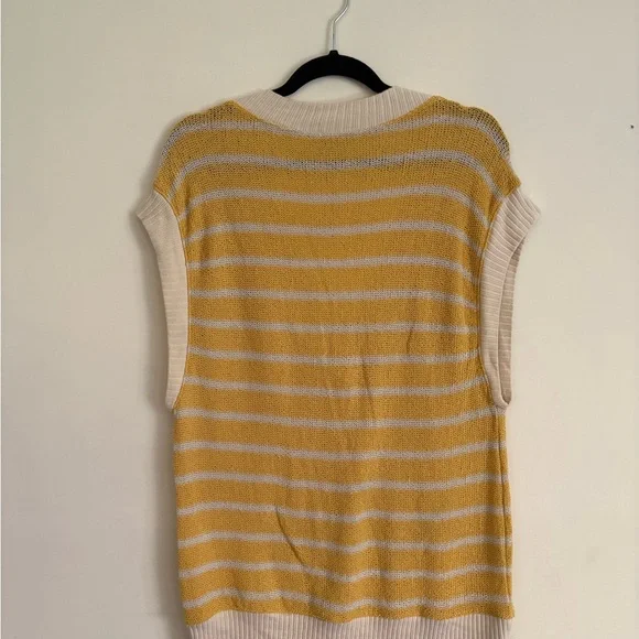 Yellow and White Striped Sleeveless Sweater - Picture 4 of 4